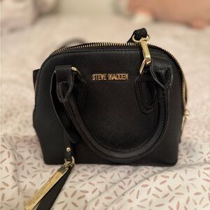 Steve Madden Black Mini Bag with Gold Accents